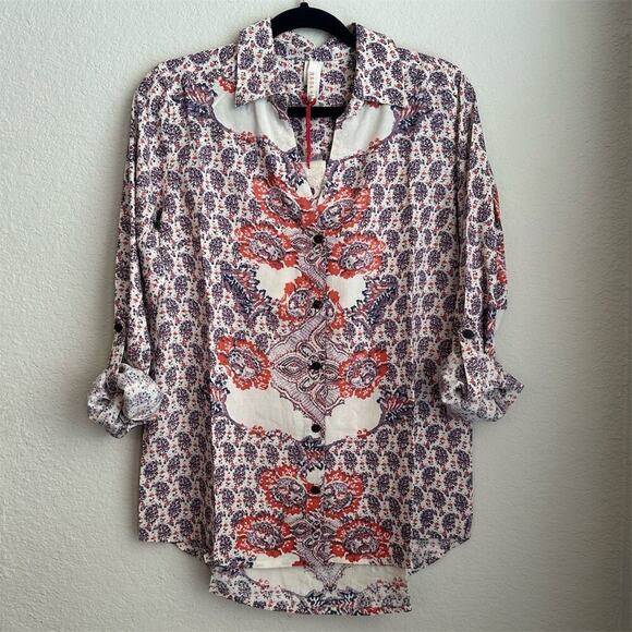 Raga Women's Paisley Print Blouse Size S Multicolor Long Sleeve Casual Top‎ - Picture 1 of 7